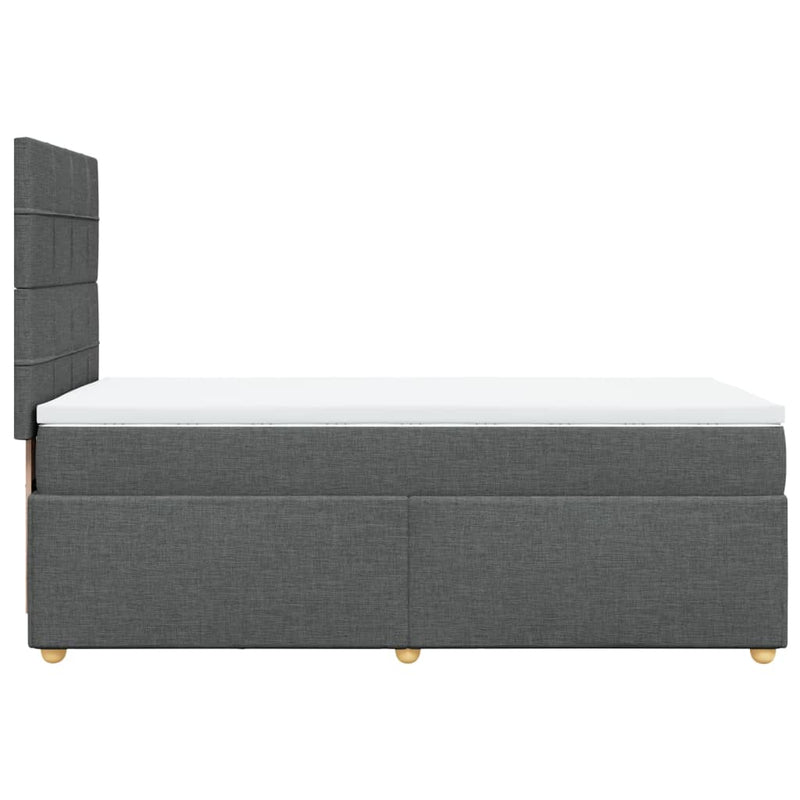 Pat box spring cu saltea, gri închis, 90x200 cm, textil