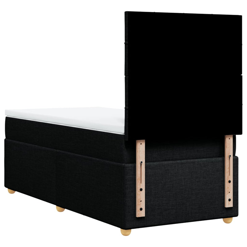 Pat box spring cu saltea, negru, 90x200 cm, textil