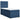 Pat box spring cu saltea, albastru, 90x200 cm, textil