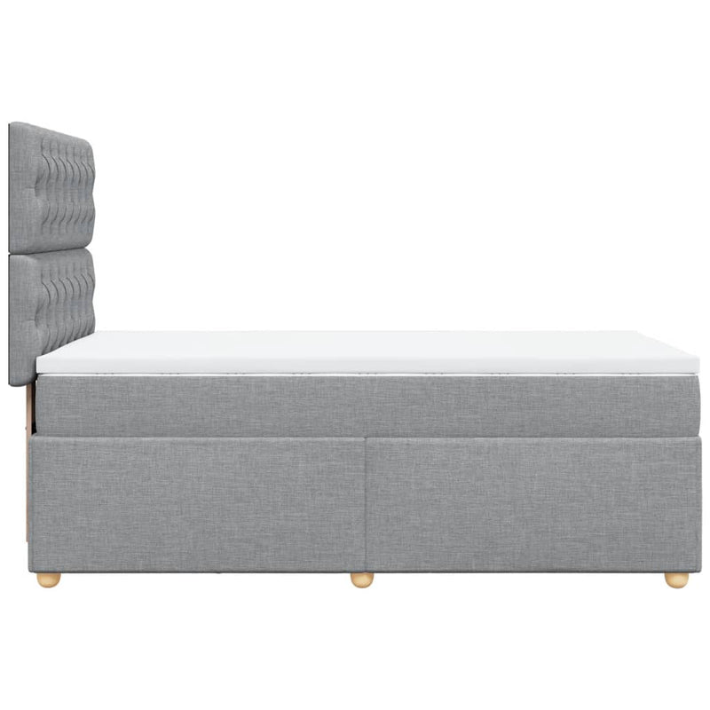Pat box spring cu saltea, gri deschis, 90x200 cm, textil