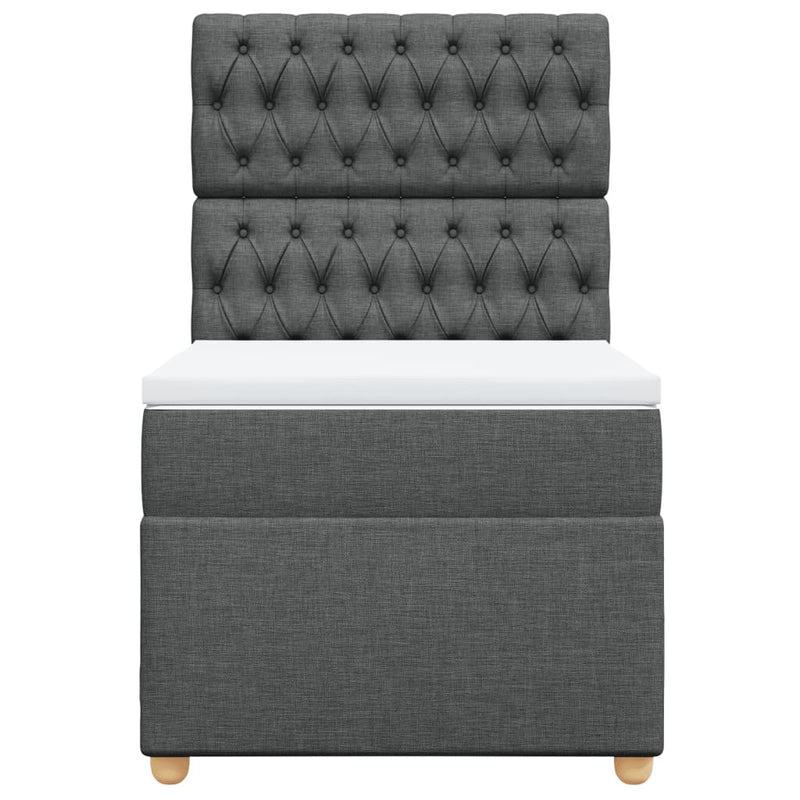 Pat box spring cu saltea, gri închis, 90x200 cm, textil