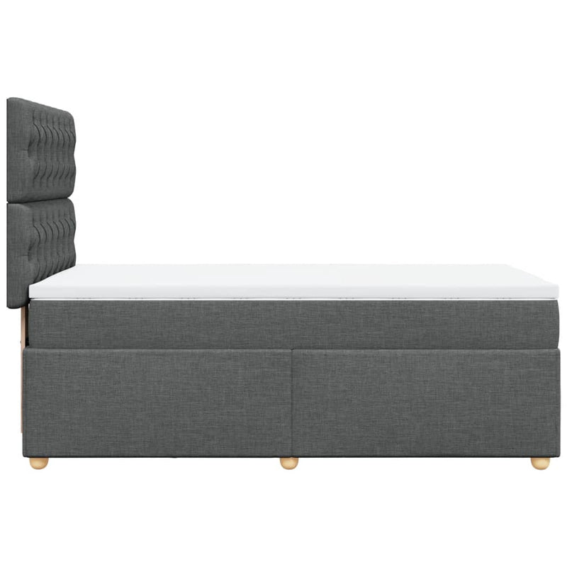 Pat box spring cu saltea, gri închis, 90x200 cm, textil