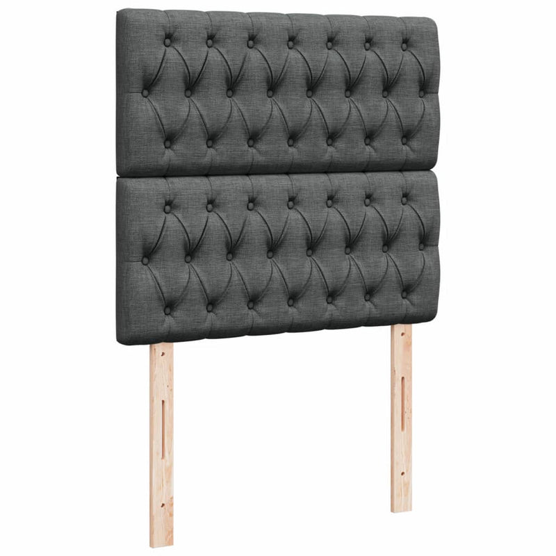 Pat box spring cu saltea, gri închis, 90x200 cm, textil