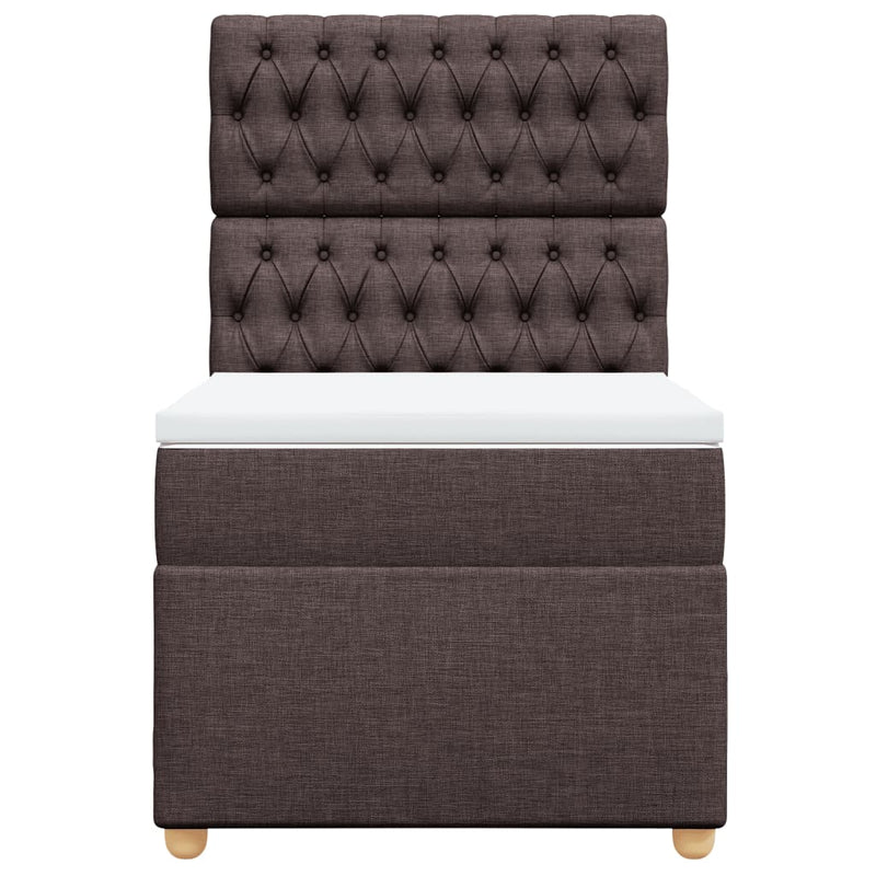 Pat box spring cu saltea, maro închis, 90x200 cm, textil
