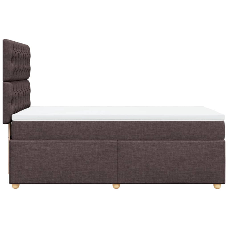Pat box spring cu saltea, maro închis, 90x200 cm, textil