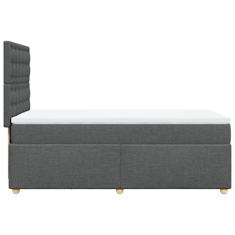Pat box spring cu saltea, gri închis, 90x200 cm, textil