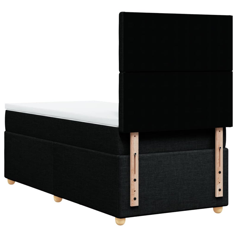 Pat box spring cu saltea, negru, 90x200 cm, textil