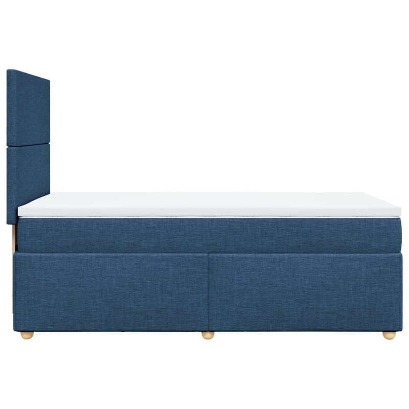 Pat box spring cu saltea, albastru, 100x200 cm, textil
