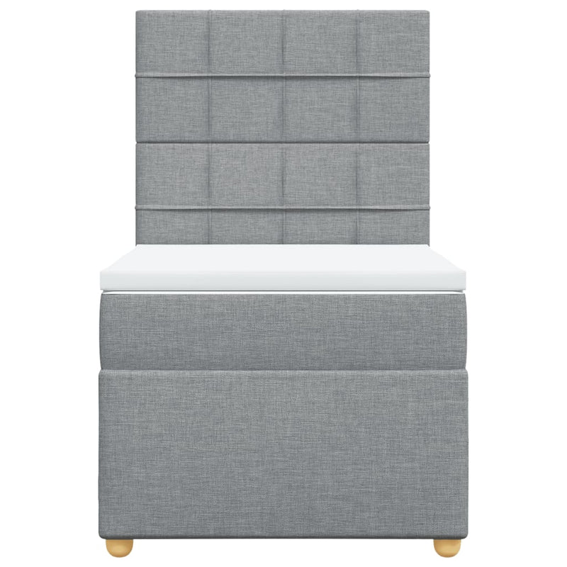Pat box spring cu saltea, gri deschis, 100x200 cm, textil