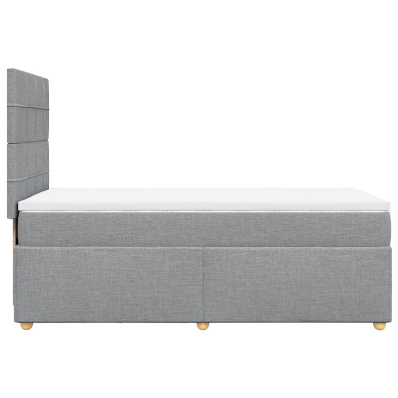 Pat box spring cu saltea, gri deschis, 100x200 cm, textil