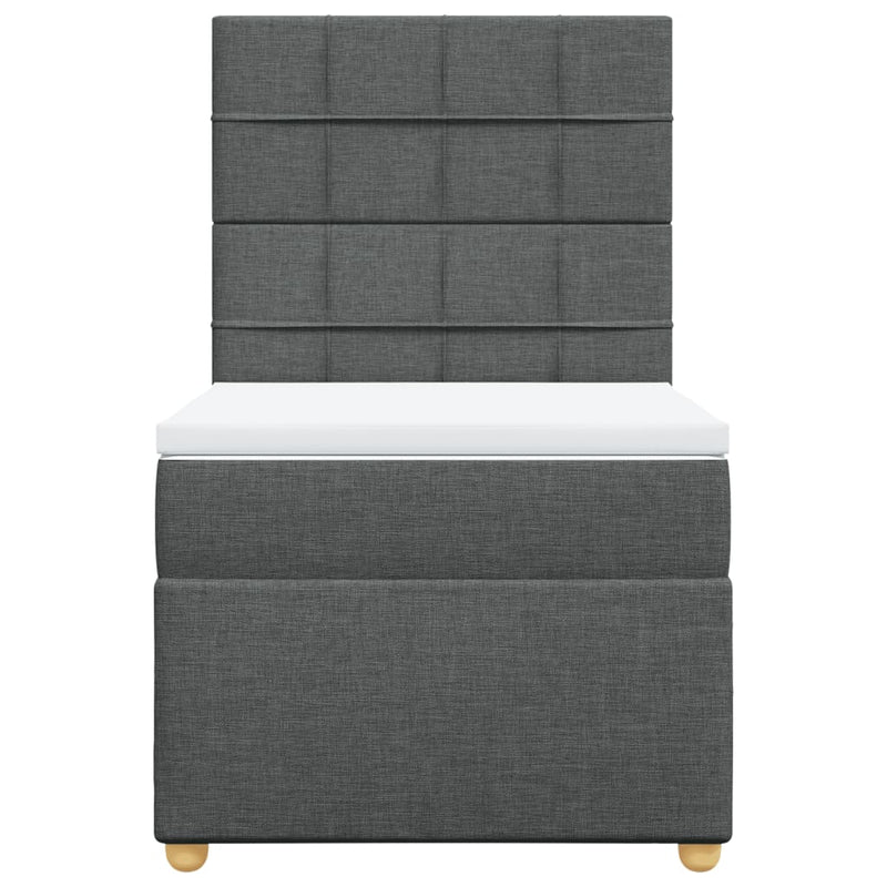 Pat box spring cu saltea, gri închis, 100x200 cm, textil