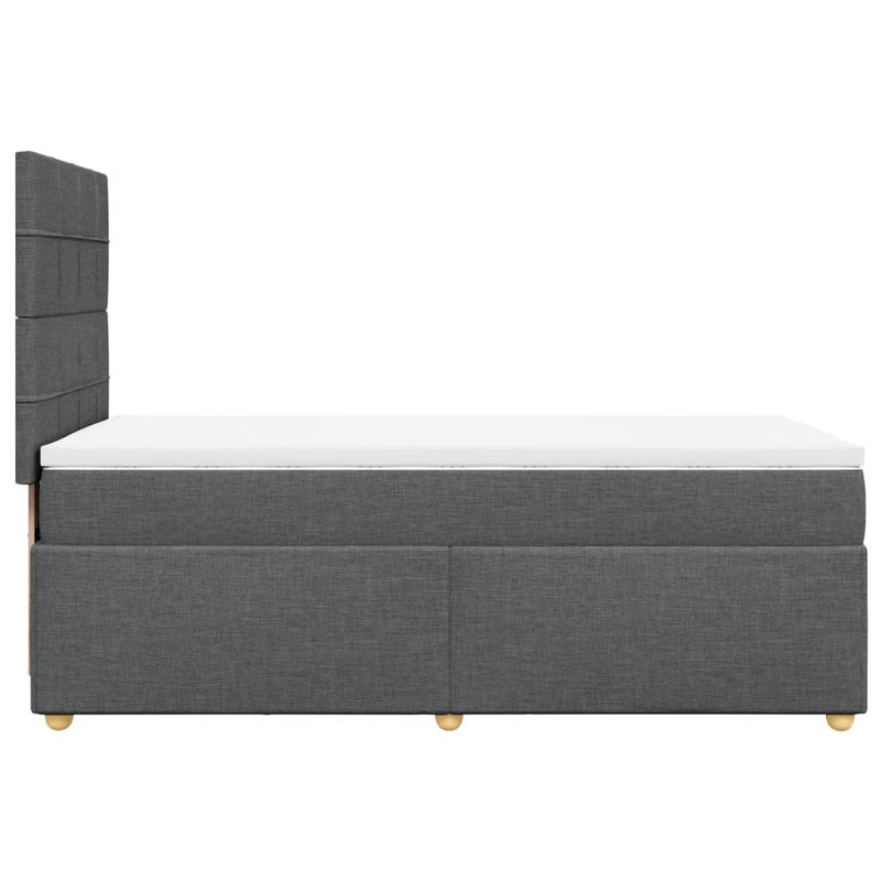 Pat box spring cu saltea, gri închis, 100x200 cm, textil
