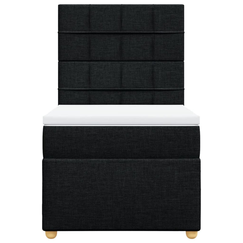 Pat box spring cu saltea, negru, 100x200 cm, textil