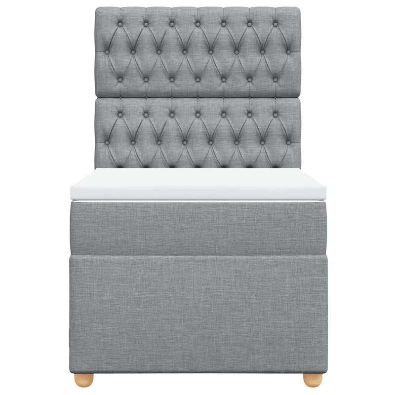 Pat box spring cu saltea, gri deschis, 100x200 cm, textil