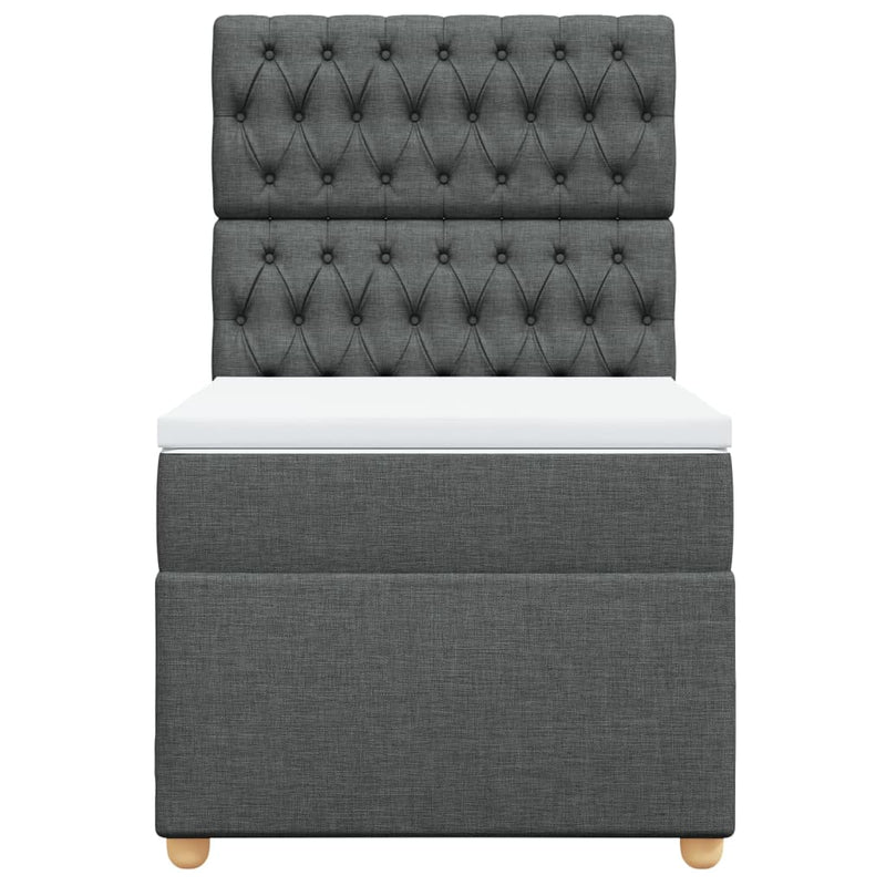 Pat box spring cu saltea, gri închis, 100x200 cm, textil