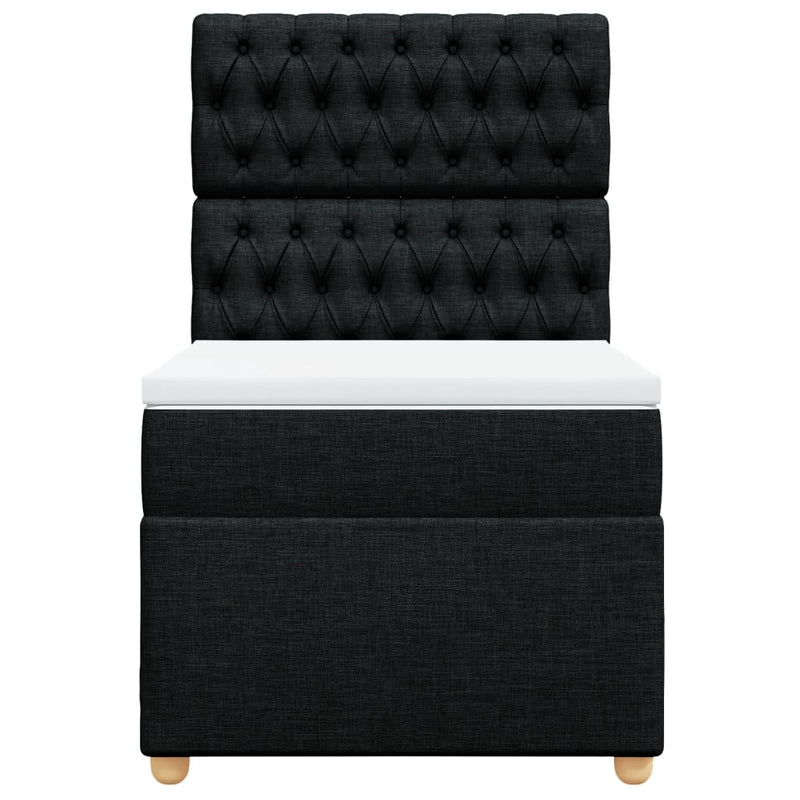 Pat box spring cu saltea, negru, 100x200 cm, textil