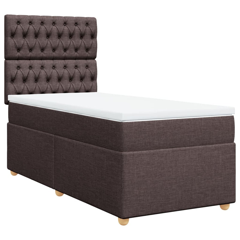 Pat box spring cu saltea, maro închis, 100x200 cm, textil