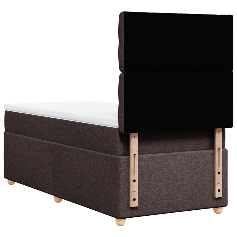 Pat box spring cu saltea, maro închis, 100x200 cm, textil
