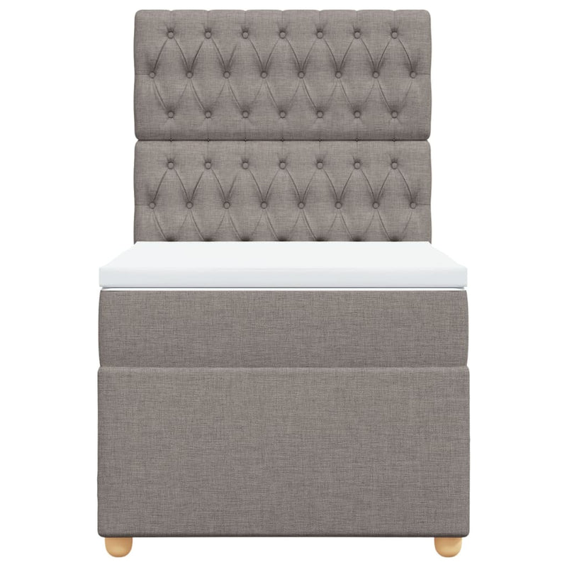 Pat box spring cu saltea, gri taupe, 100x200 cm, textil