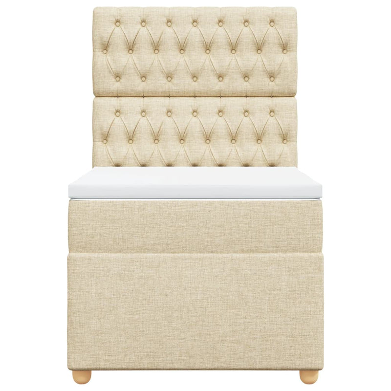 Pat box spring cu saltea, crem, 100x200 cm, textil