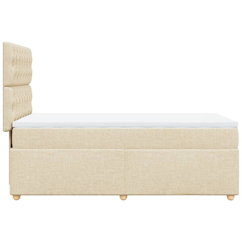 Pat box spring cu saltea, crem, 100x200 cm, textil