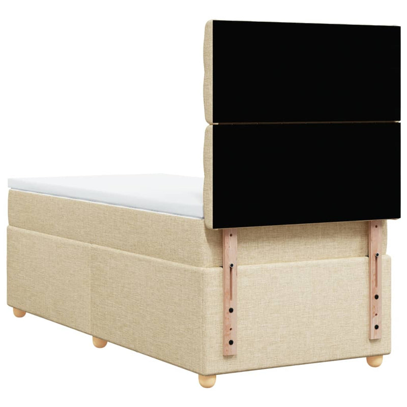 Pat box spring cu saltea, crem, 100x200 cm, textil