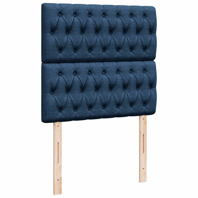 Pat box spring cu saltea, albastru, 100x200 cm, textil