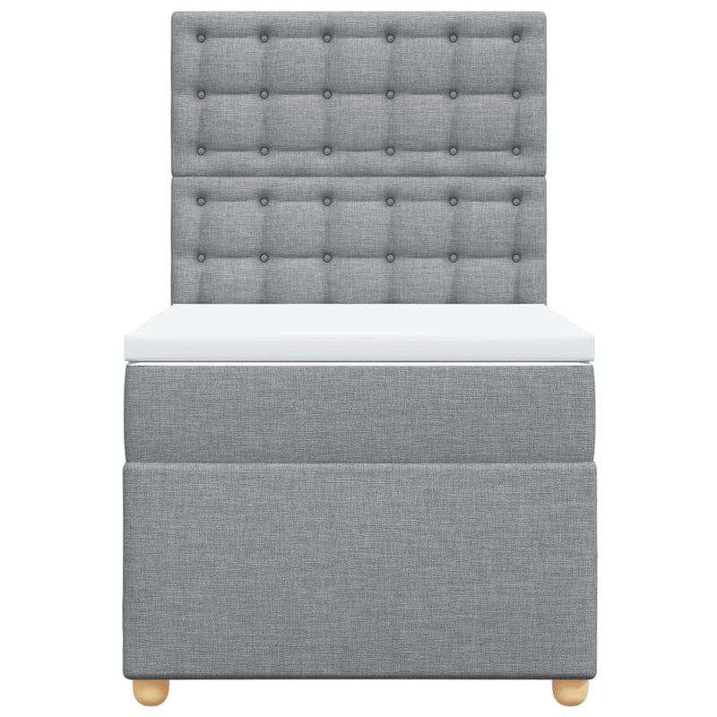 Pat box spring cu saltea, gri deschis, 100x200 cm, textil