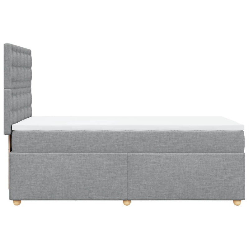 Pat box spring cu saltea, gri deschis, 100x200 cm, textil