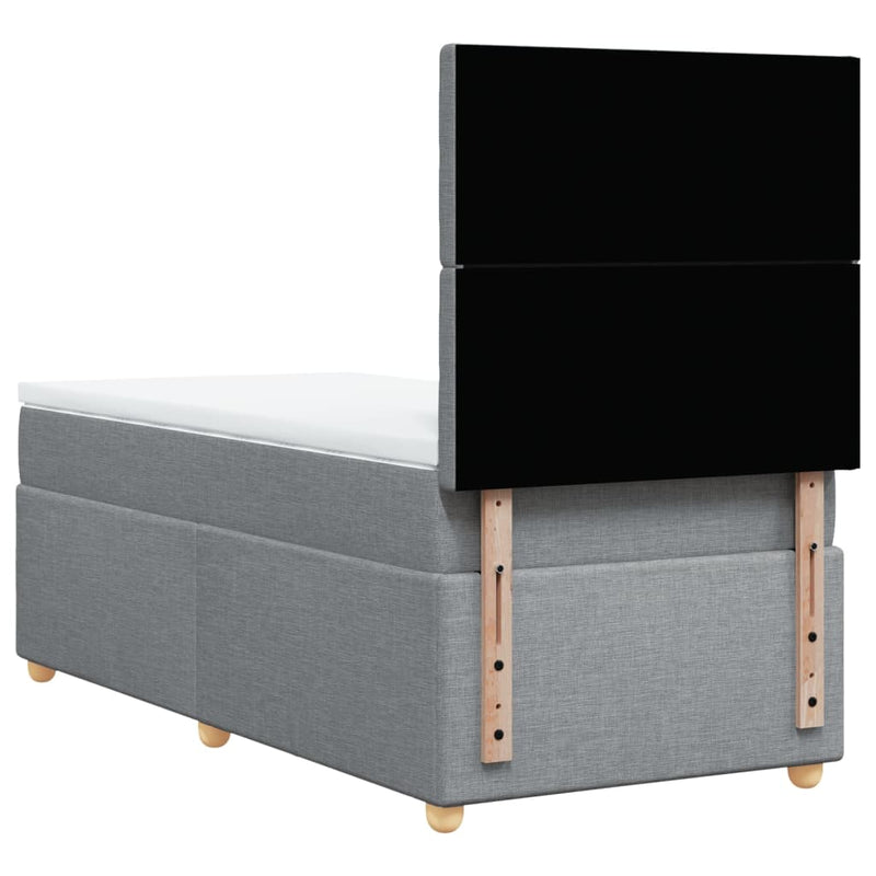 Pat box spring cu saltea, gri deschis, 100x200 cm, textil
