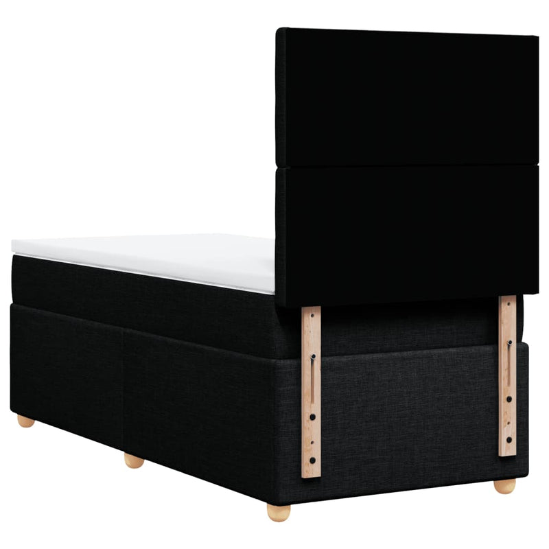 Pat box spring cu saltea, negru, 100x200 cm, textil