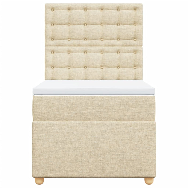 Pat box spring cu saltea, crem, 100x200 cm, textil