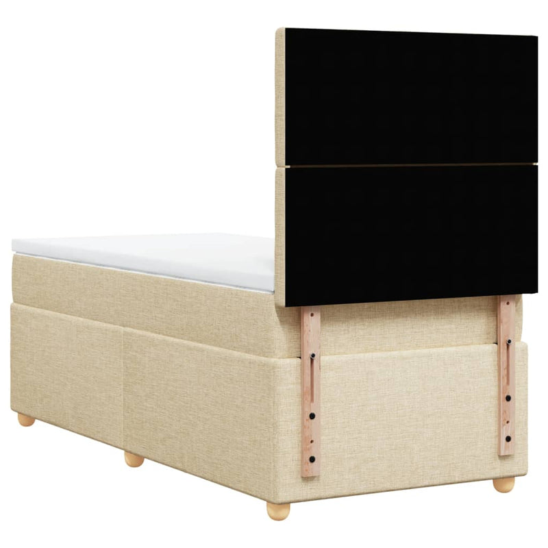 Pat box spring cu saltea, crem, 100x200 cm, textil