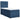Pat box spring cu saltea, albastru, 100x200 cm, textil