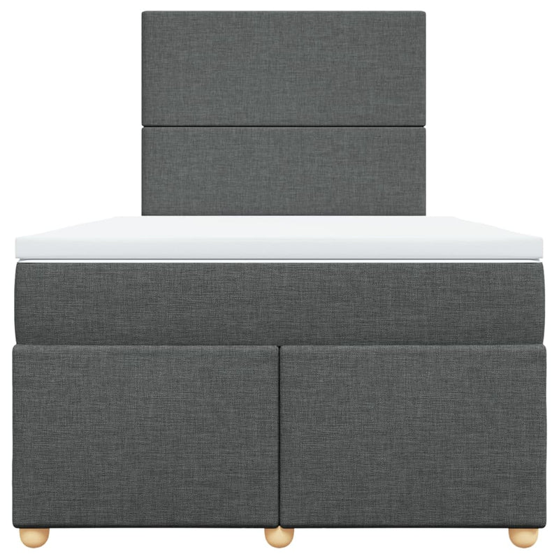 Pat box spring cu saltea, gri închis, 120x190 cm, textil