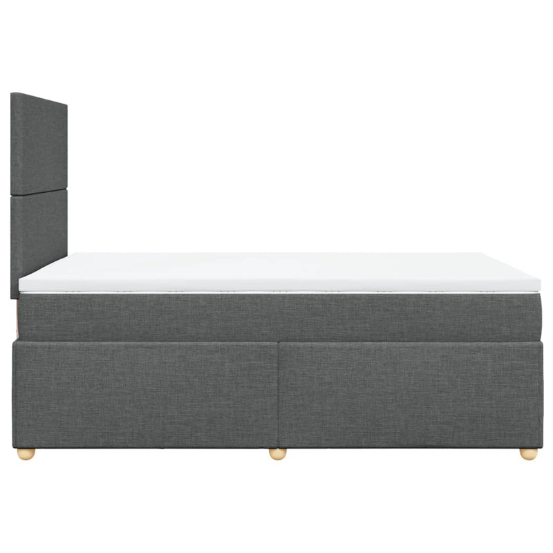 Pat box spring cu saltea, gri închis, 120x190 cm, textil