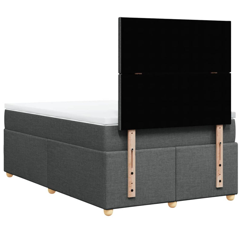 Pat box spring cu saltea, gri închis, 120x190 cm, textil