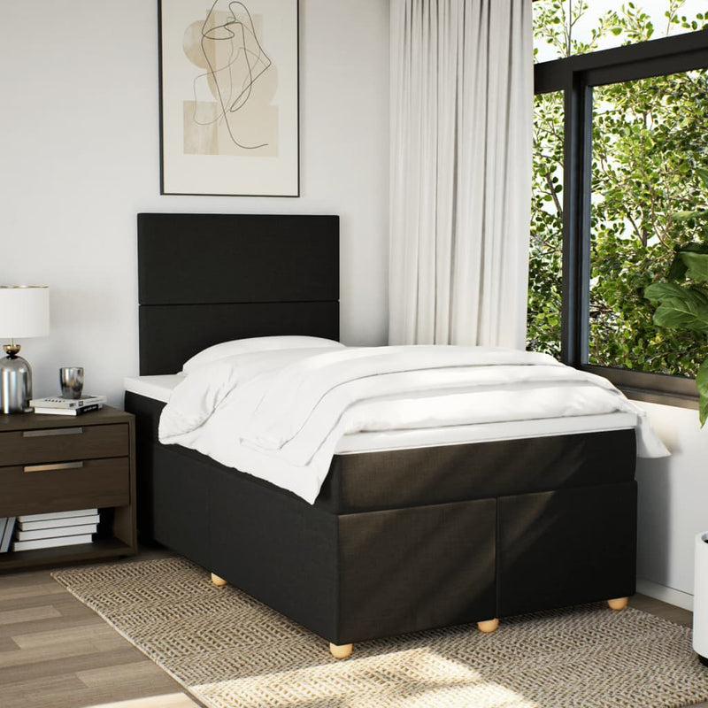 Pat box spring cu saltea, negru, 120x190 cm, catifea