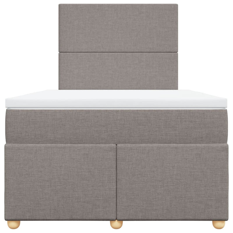 Pat box spring cu saltea, taupe, 120x190 cm material textil