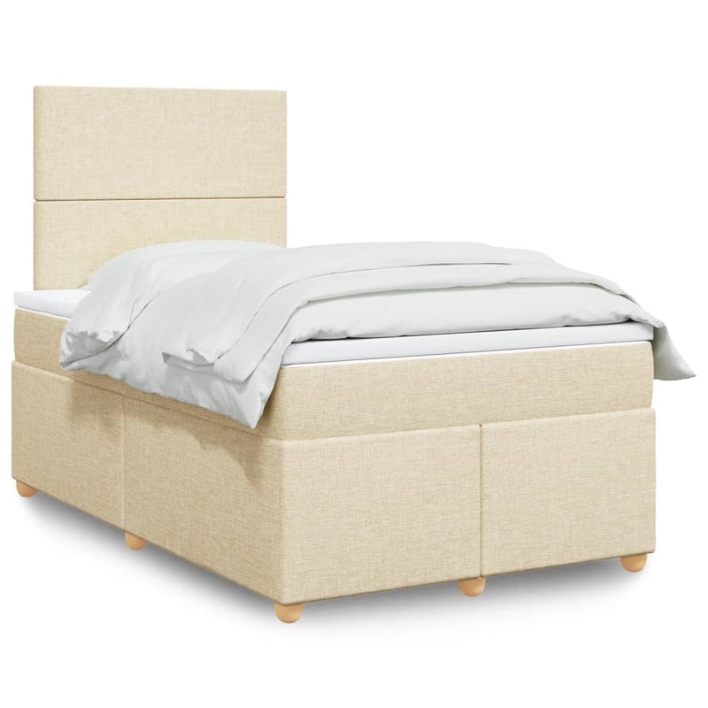 Pat continental cu saltea, crem, 120x190 cm, textil