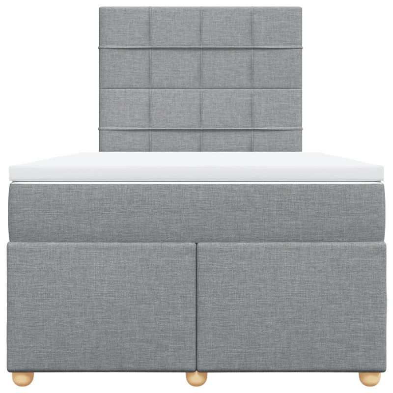 Pat box spring cu saltea, gri deschis, 120x190 cm, textil