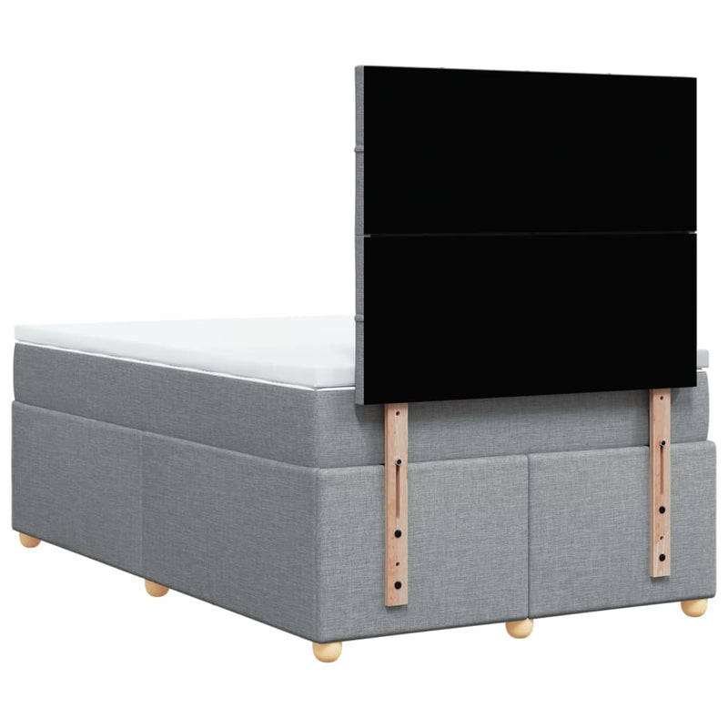 Pat box spring cu saltea, gri deschis, 120x190 cm, textil