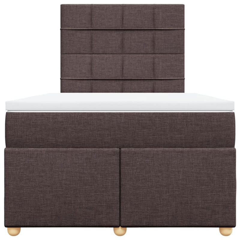 Pat box spring cu saltea, maro închis, 120x190 cm, textil