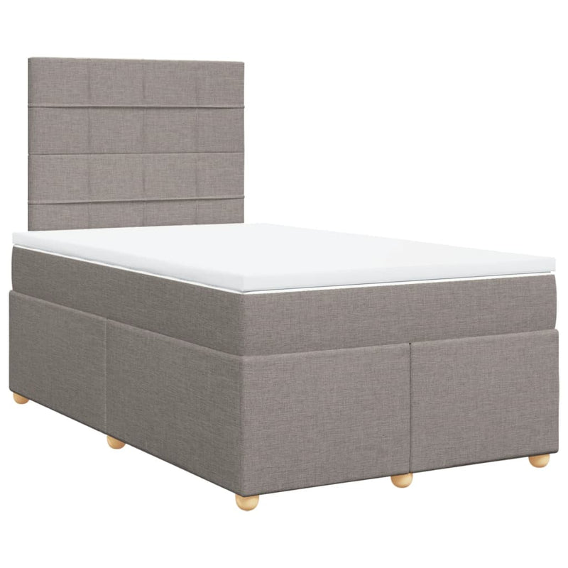 Pat box spring cu saltea, taupe, 120x190 cm material textil