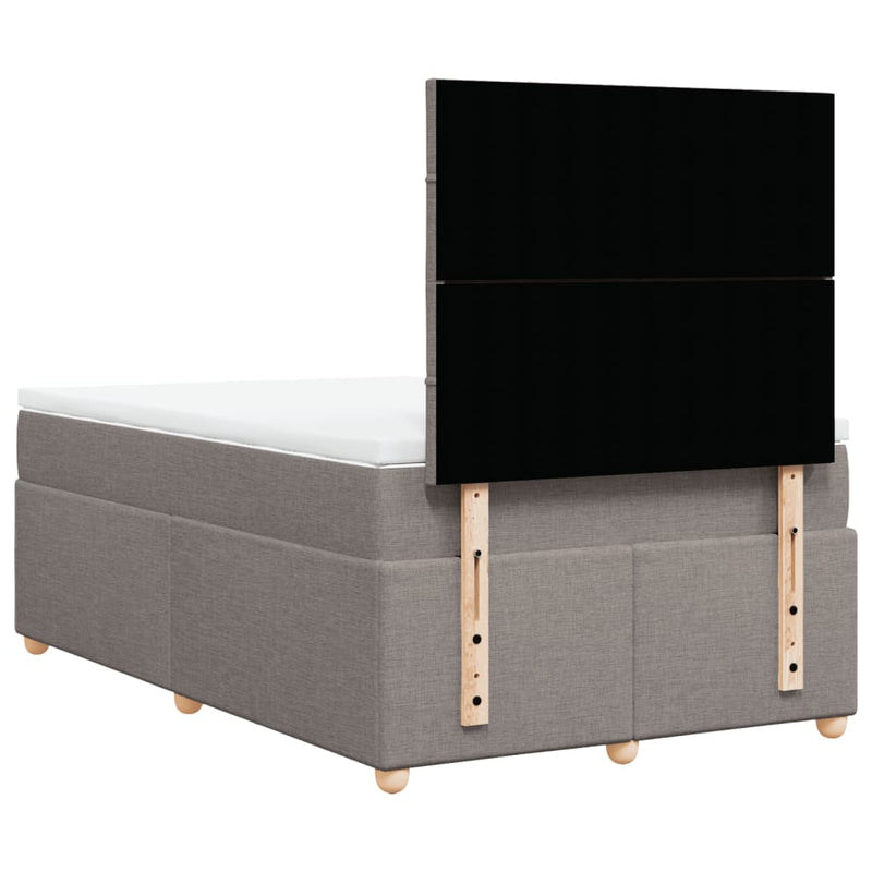 Pat box spring cu saltea, taupe, 120x190 cm material textil