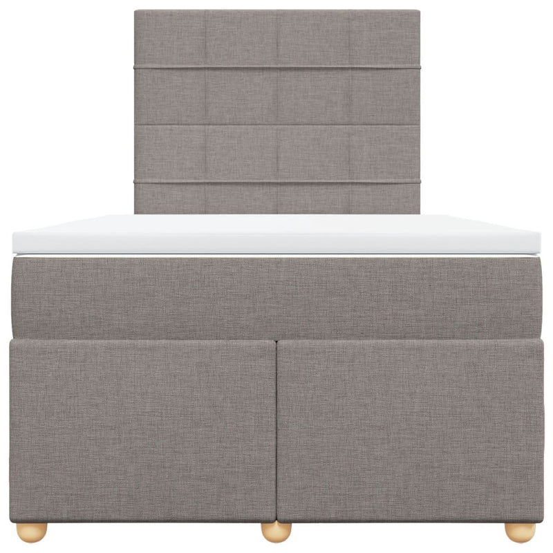 Pat box spring cu saltea, taupe, 120x190 cm material textil