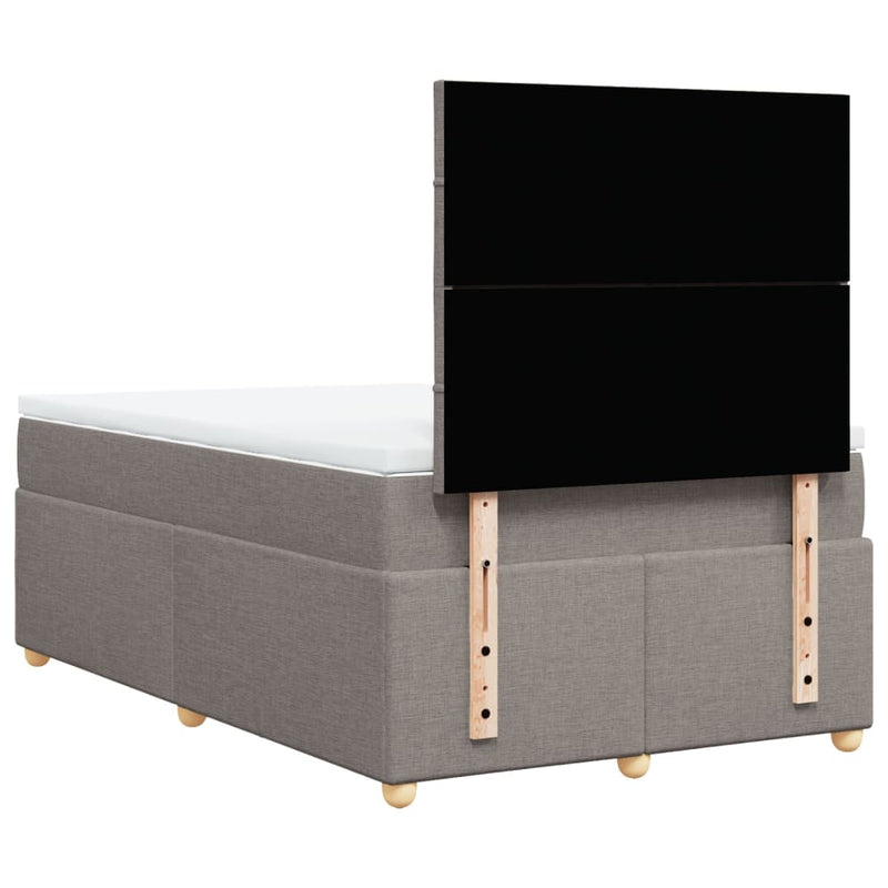 Pat box spring cu saltea, taupe, 120x190 cm material textil