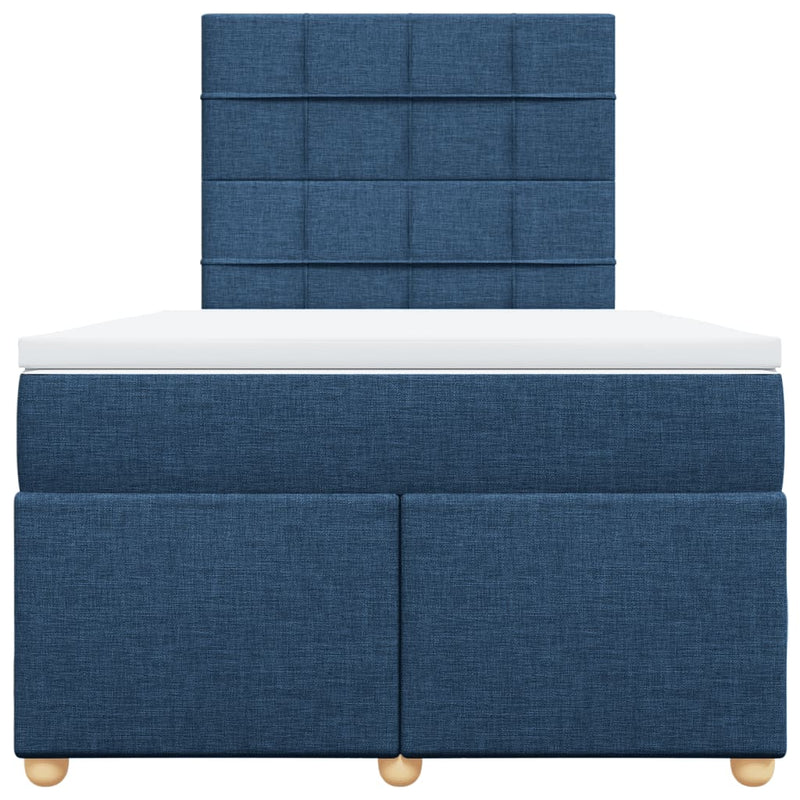 Pat box spring cu saltea, albastru, 120x190 cm, material textil