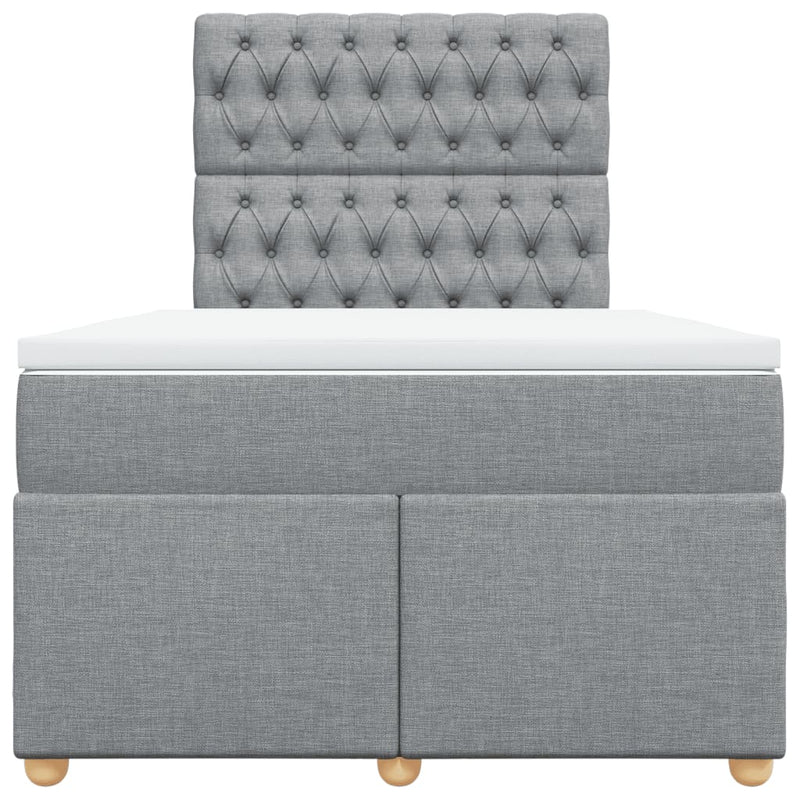 Pat box spring cu saltea, gri deschis, 120x190 cm, textil