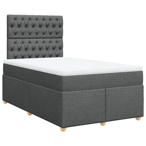 Pat box spring cu saltea, gri închis, 120x190 cm, textil
